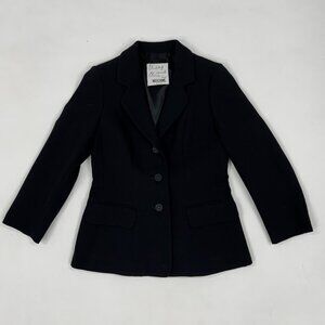 Moschino Cheap and Chic Black Fitted Blazer | Virgin Wool | Bow Back Detail | US